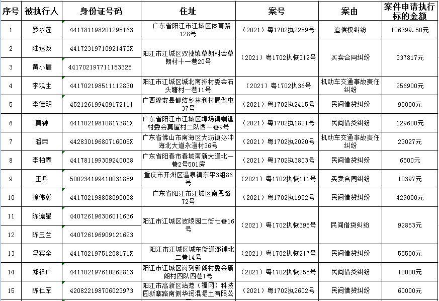 廣東陽江最新老賴名單公布，失信行為的警示與反思